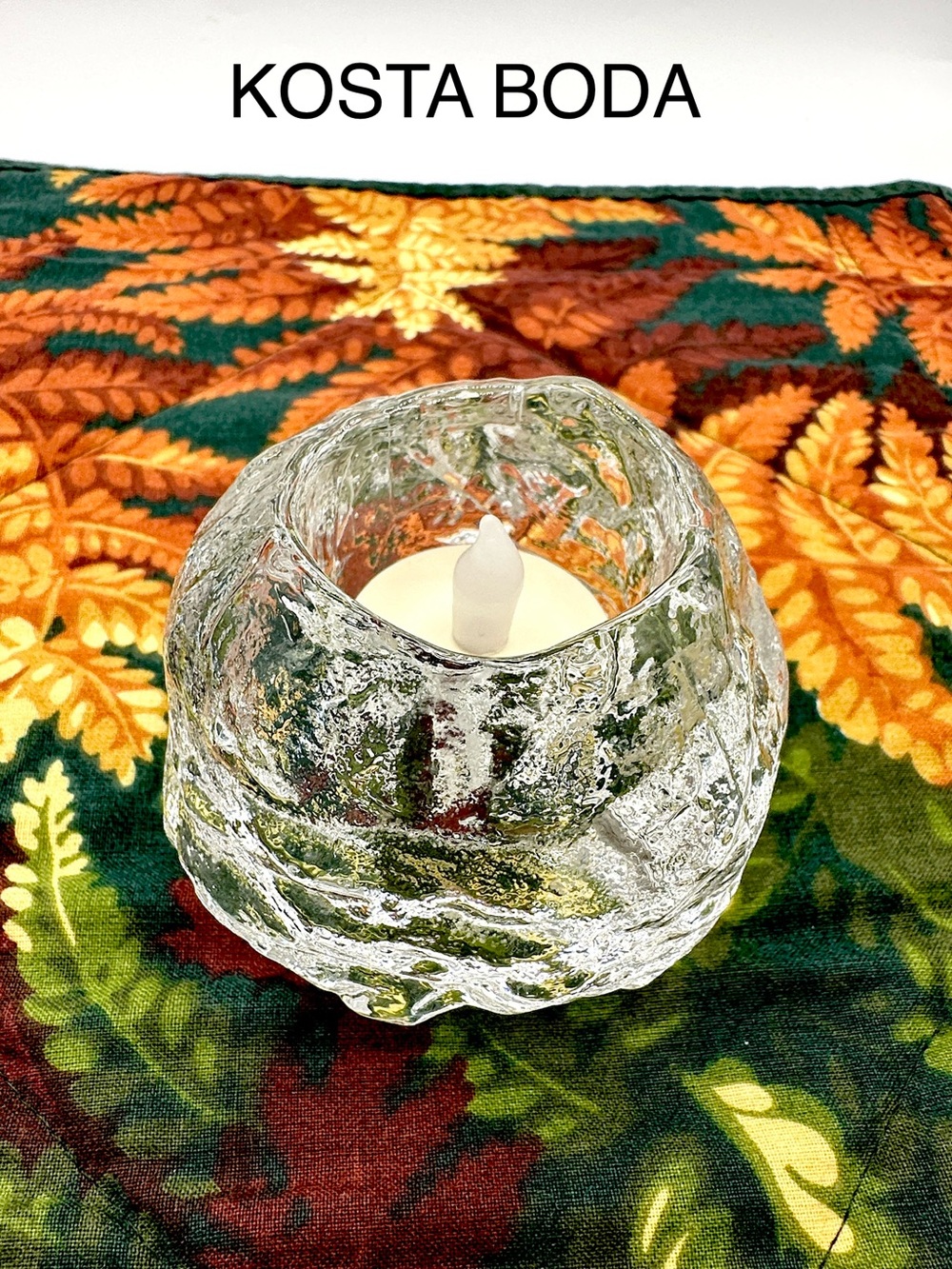 Kosta Boda Snowball Candle Votive holder. Swedish Crystal.